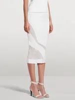Opaque Sheer Ribbed Midi Skirt