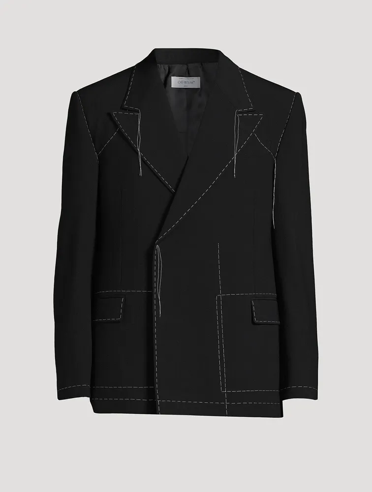 Wool-Blend Double-Breasted Jacket