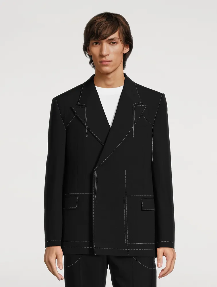 Wool-Blend Double-Breasted Jacket