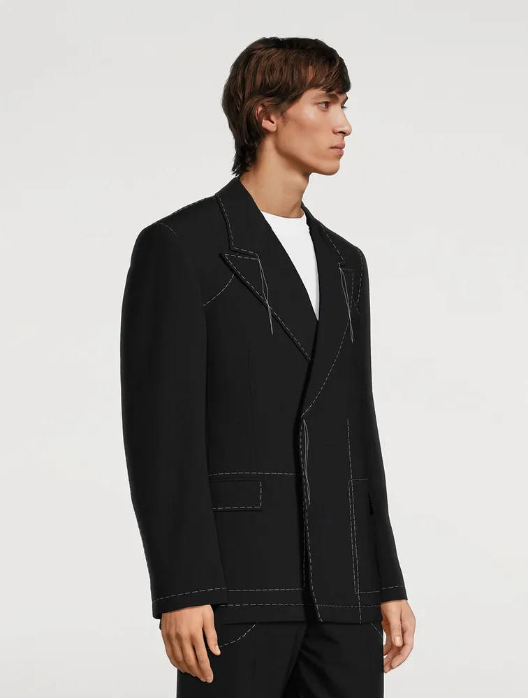 Wool-Blend Double-Breasted Jacket