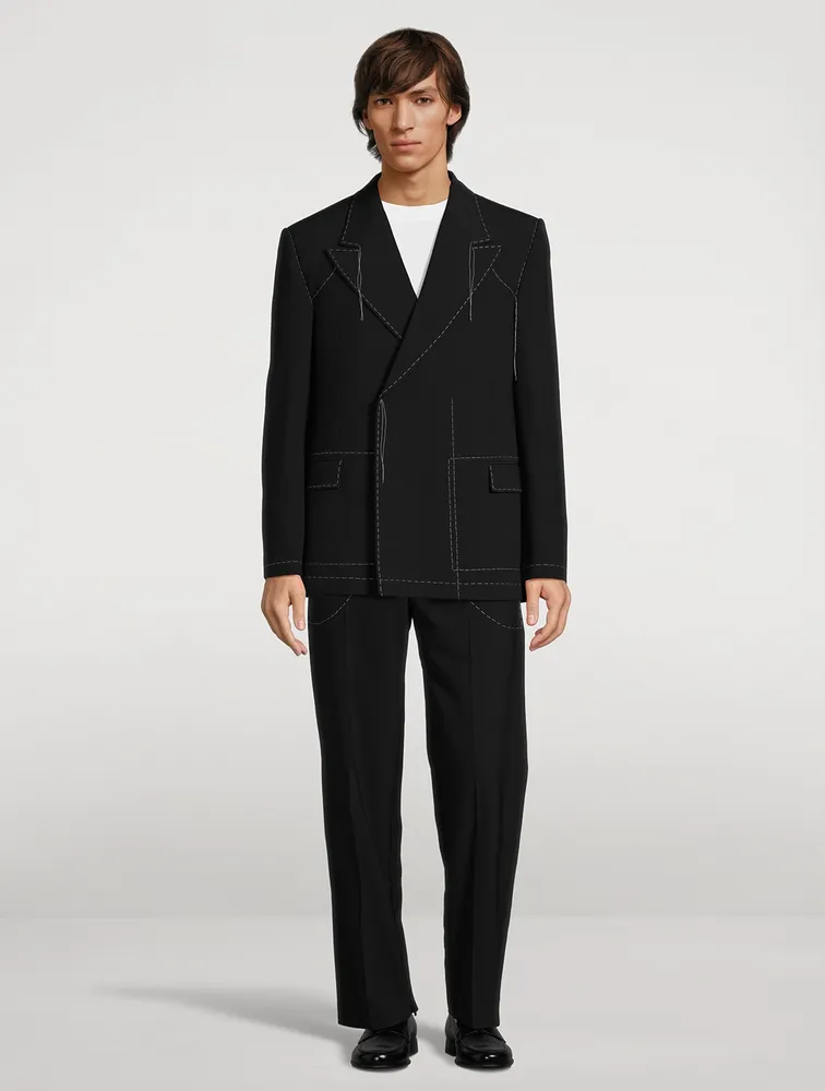 Wool-Blend Double-Breasted Jacket