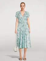 Flora Crushed Cap Sleeve V-Neck Dress