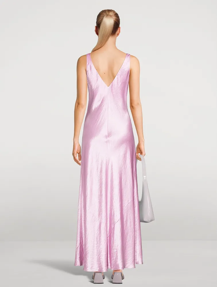 Bias-Cut Satin Maxi Dress