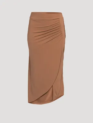 Ruched Jersey Midi Skirt