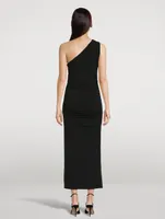 Ruched Jersey One-Shoulder Midi Dress