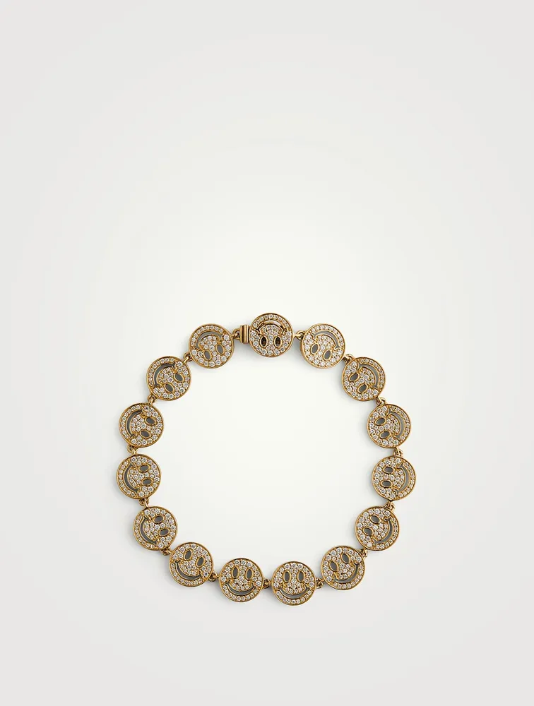 14K Gold Happy Face Eternity Bracelet With Diamonds