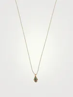 Small 14K Gold Rainbow Hamsa Pendant Necklace