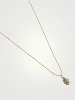 Small 14K Gold Rainbow Hamsa Pendant Necklace