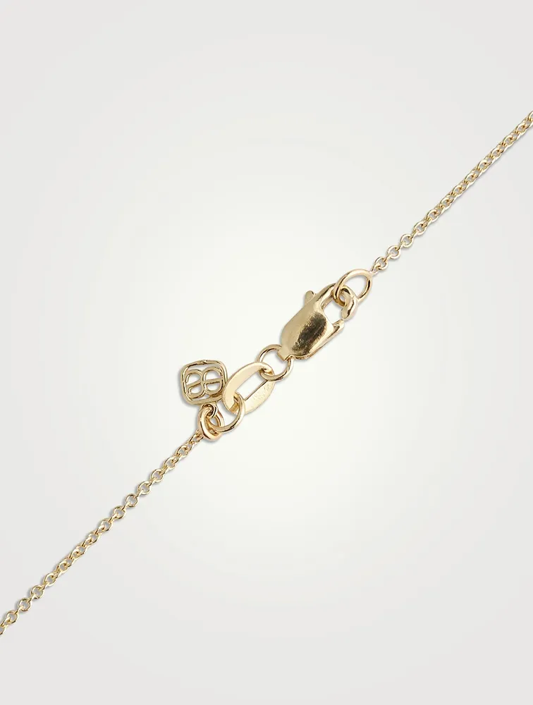 14K Gold Moon And Star Charm Necklace With Pavé Diamonds