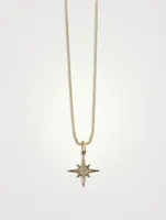 Small 14K Gold Starburst Necklace With Pavé Diamonds