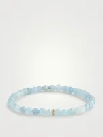 Aquamarine Beaded Bracelet With 14K Gold Diamond Rondelle