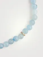 Aquamarine Beaded Bracelet With 14K Gold Diamond Rondelle