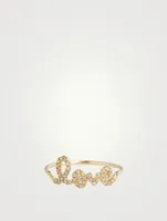 14K Gold Love Script Ring With Diamonds