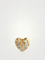 14K Gold Baby Heart Stud Earring With Diamonds