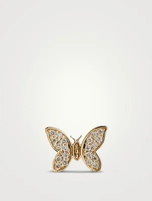 14K Gold Butterfly Earrings With Diamonds