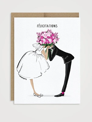 Mr. & Mrs. Floral Flirts Wedding Card - French