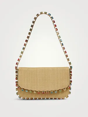 Mini Galactic Crystal Raffia Shoulder Bag