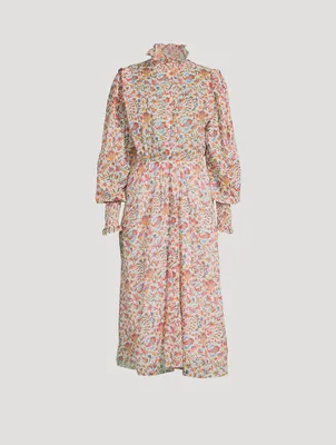 Galoa Cotton Midi Dress Floral Print
