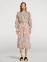 Galoa Cotton Midi Dress Floral Print