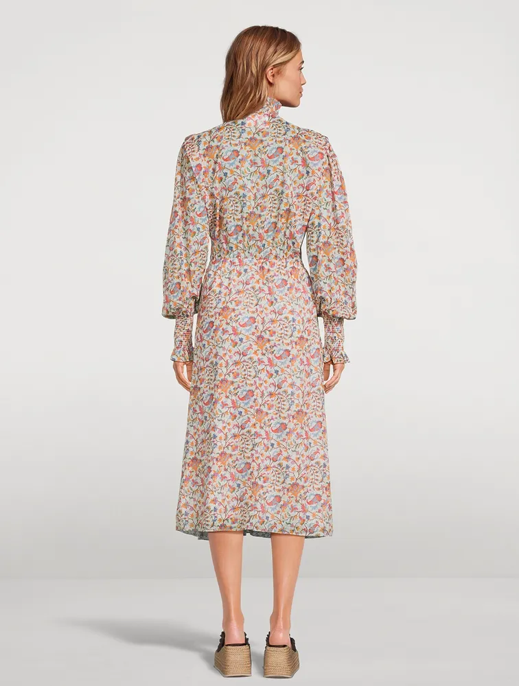 Galoa Cotton Midi Dress Floral Print