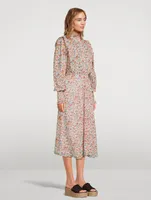 Galoa Cotton Midi Dress Floral Print