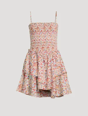 Anka Cotton Mini Dress Floral Print