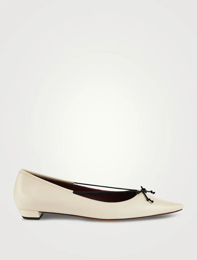 Claudette Bow Leather Ballet Flats