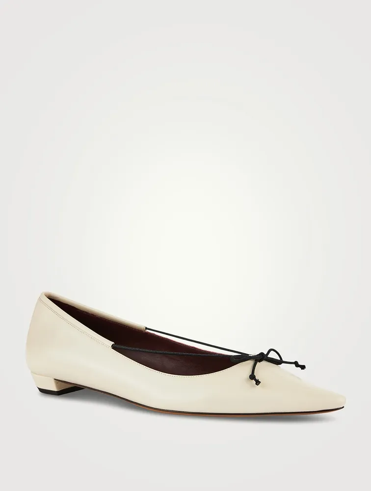 Claudette Bow Leather Ballet Flats