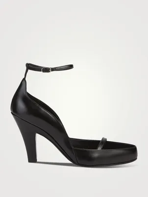 Ankle-Strap Leather Pumps