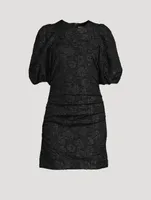 Puff-Sleeve Jacquard Mini Dress