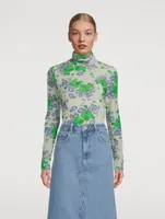 Turtleneck Top Floral Print