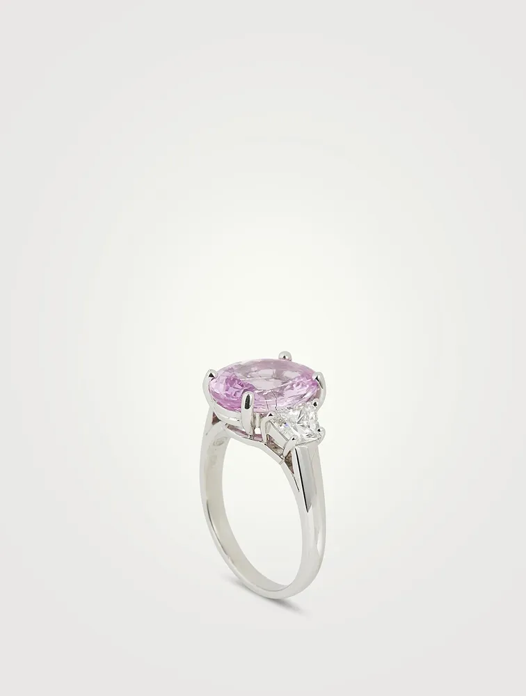 Platinum Pink Sapphire Ring With Diamonds
