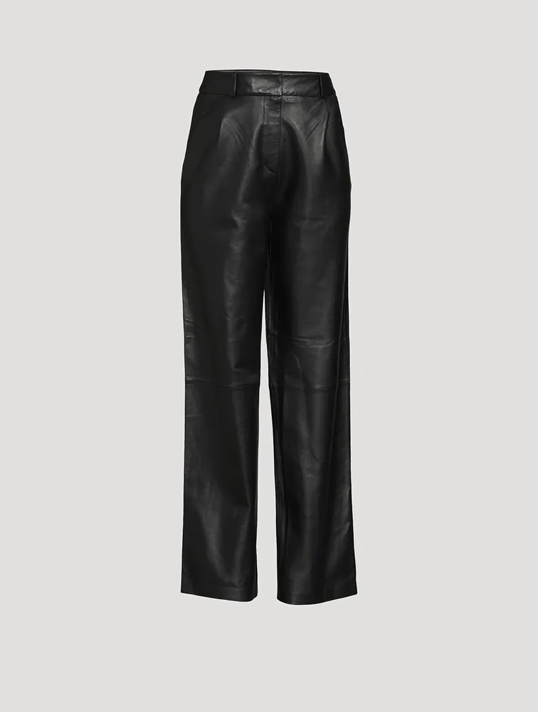 Pleated Leather Trousers