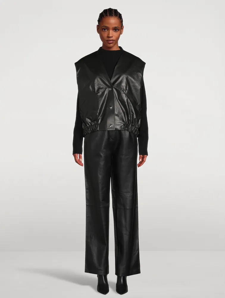 Pleated Leather Trousers