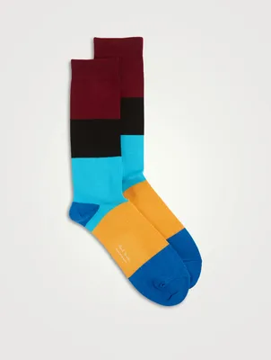 Cotton And Nylon Colourblock Socks