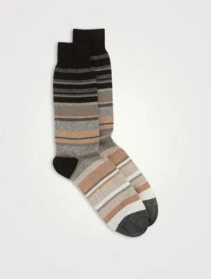 Cotton And Nylon Socks In Striped Print
