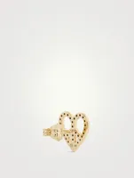 14K Gold Peace Heart Stud Earring With Diamonds