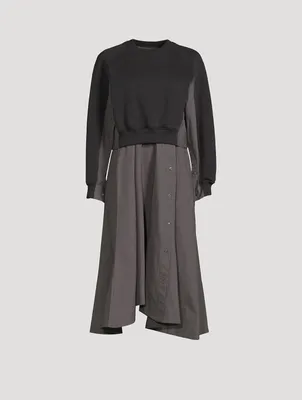 Layered Sweatshirt Combo Midi Dress