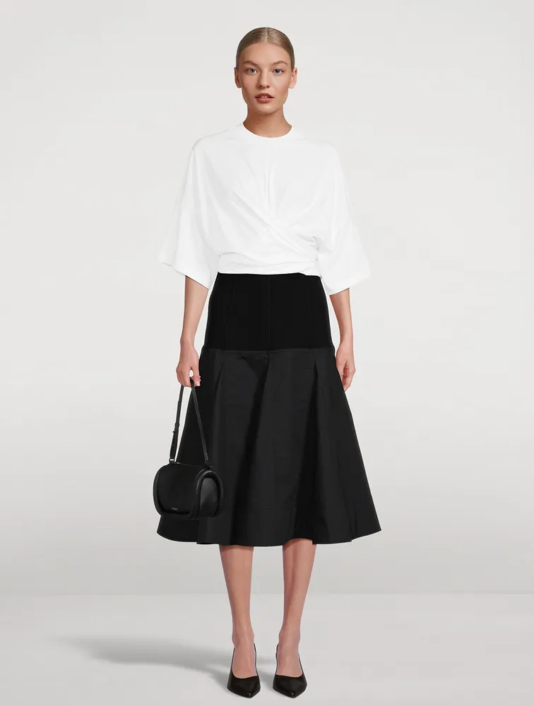 A-Line Poplin Midi Skirt