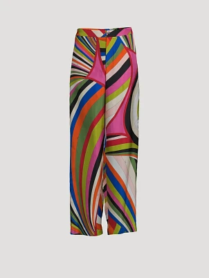 Iride Printed Silk Twill Pants