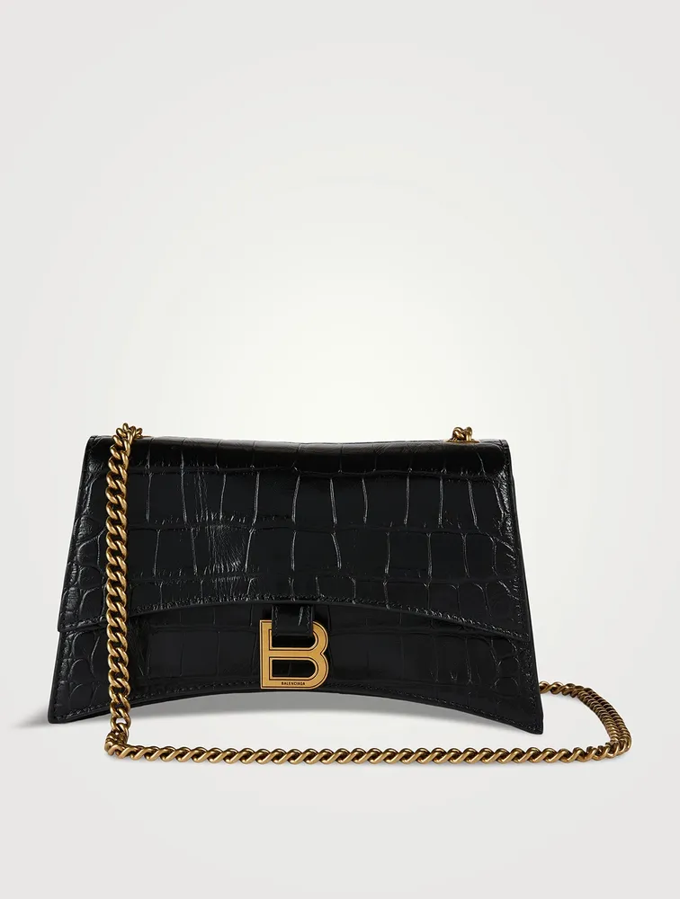 Crush Croc-Embossed Leather Shoulder Bag