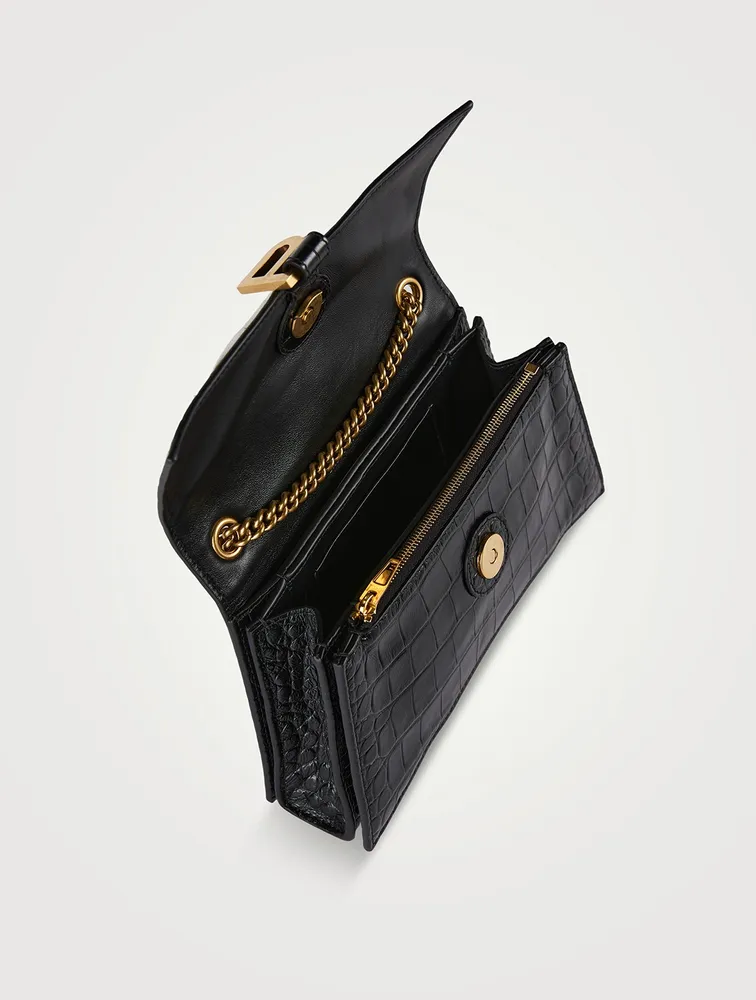 Crush Croc-Embossed Leather Shoulder Bag