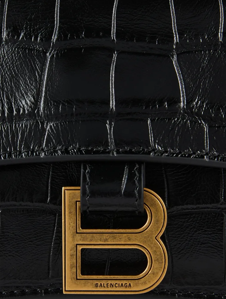 Crush Croc-Embossed Leather Shoulder Bag