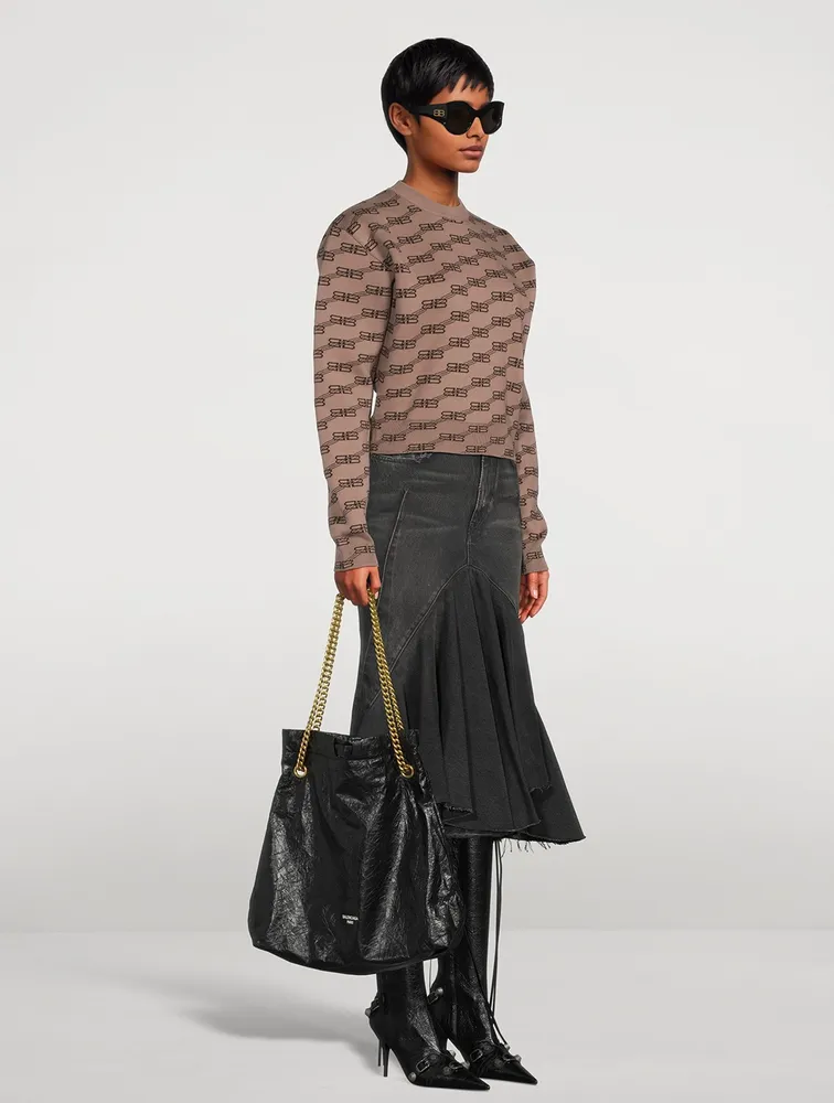 Medium Crush Leather Tote Bag