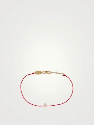 Mini 18K Gold Rabbit String Bracelet With Diamond