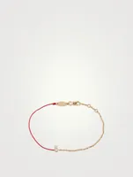 Mini 18K Gold Rabbit String And Chain Bracelet With Diamond