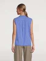 Sleeveless Striped Polo Top