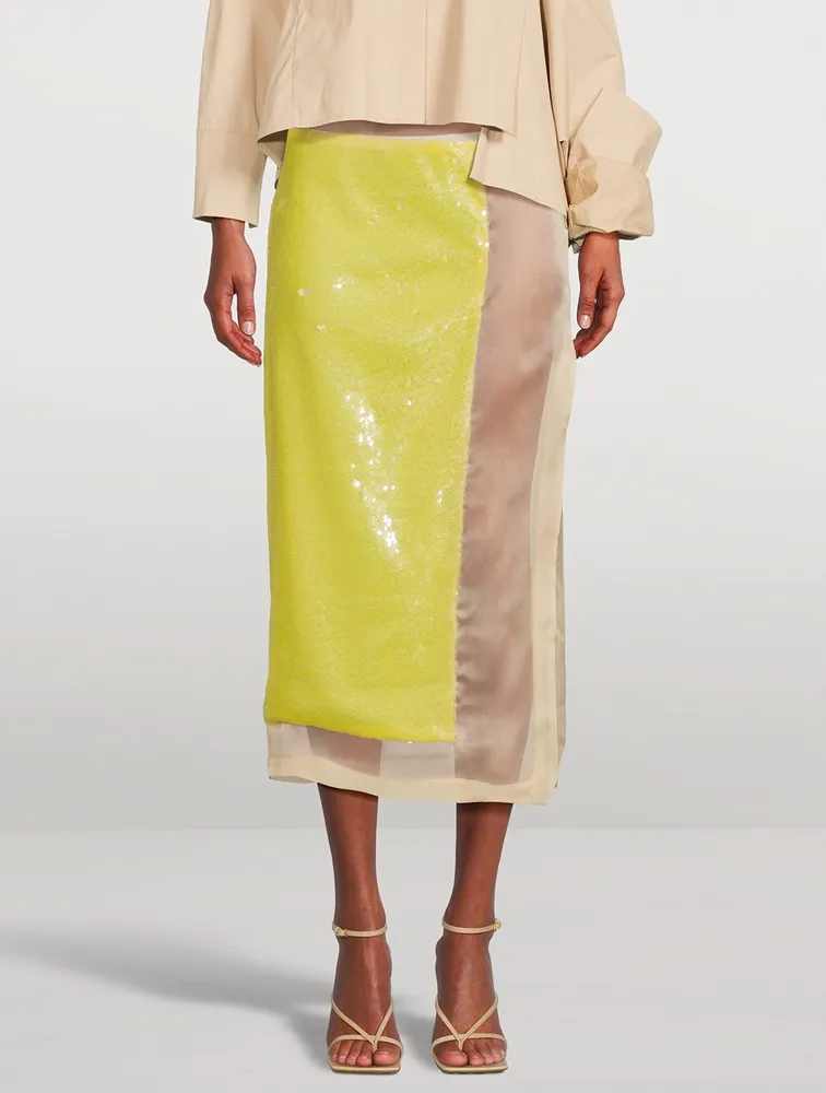 Silk And Sequin Midi Skirt