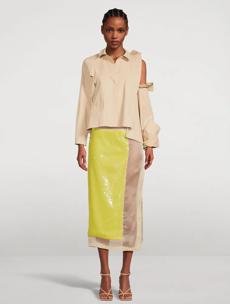Silk And Sequin Midi Skirt