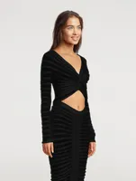 Ruched Velvet And Mesh Top